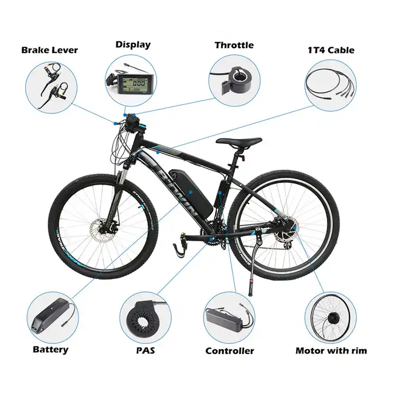 20' 24' 26' 700c 28' 29' 1000w Kit de conversión de bicicleta eléctrica con motor de cubo directo sin escobillas con batería de litio (opcional)