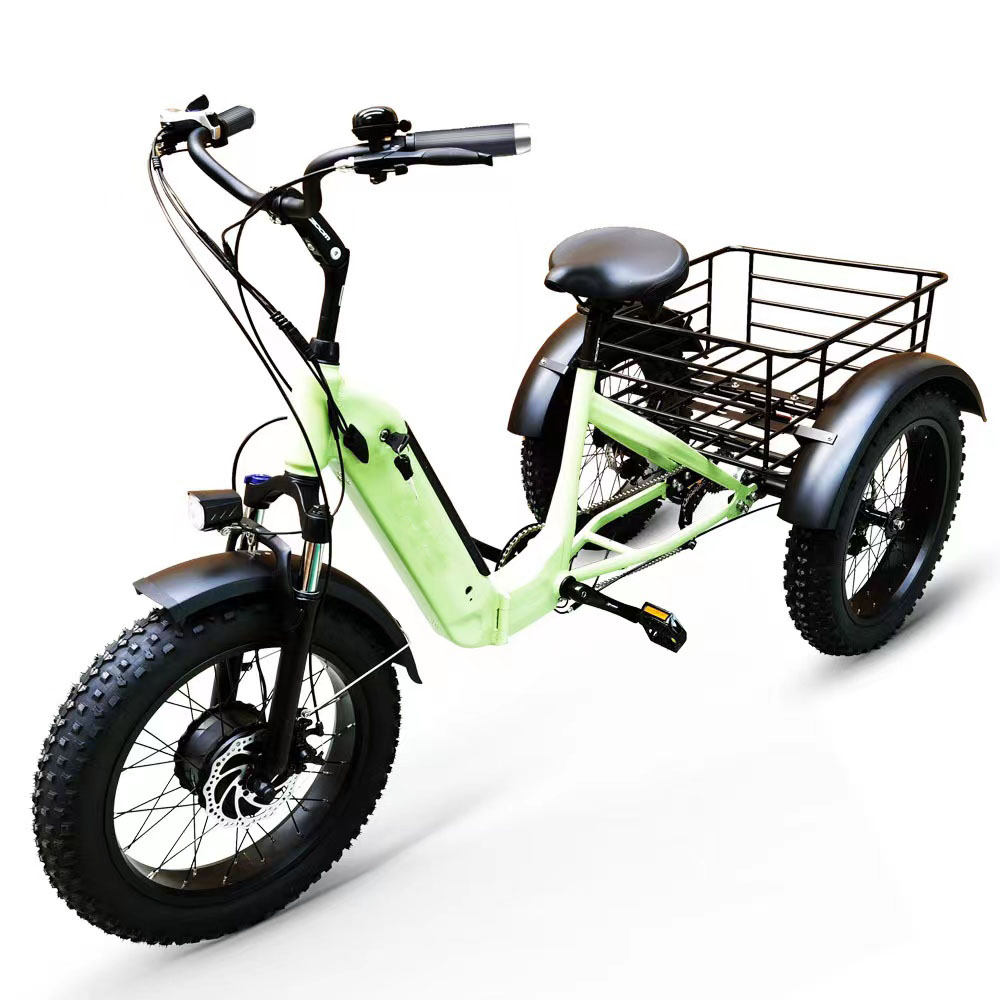 Bicicleta eléctrica de carga de 3 ruedas Ebike, plegable, 48V, 500W, triciclo eléctrico con neumático grueso, bicicleta eléctrica de 20 'X4.0