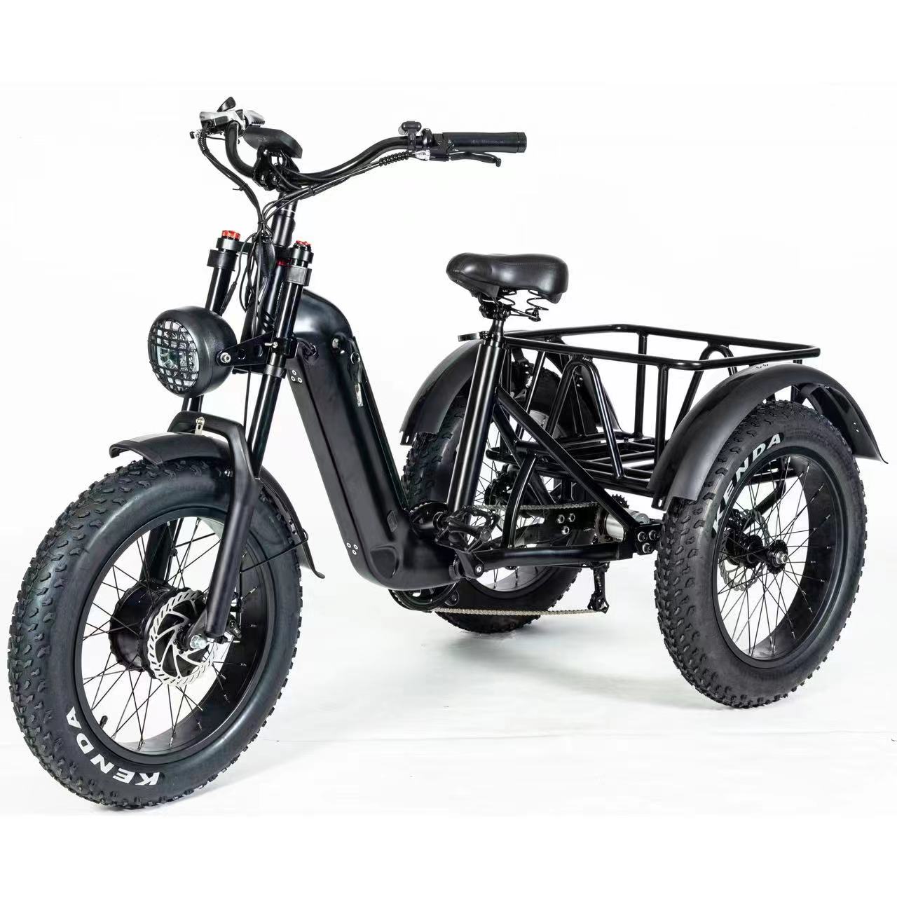 20 'x4.0 ebike 3 ruedas fat tire 48v 500w bicicleta eléctrica triciclo 25 km / h velocidad con marco interior cuerpo batería